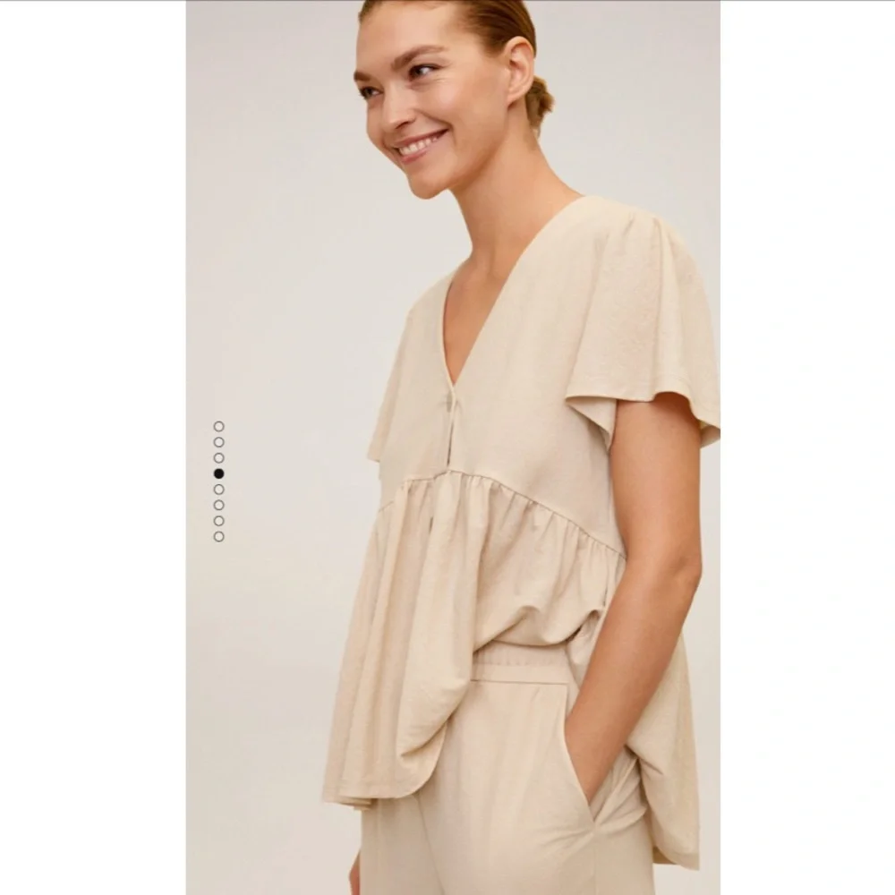MANGO Flared Blouse and Fluid Culotte Pants Set - Picture 3 of 7